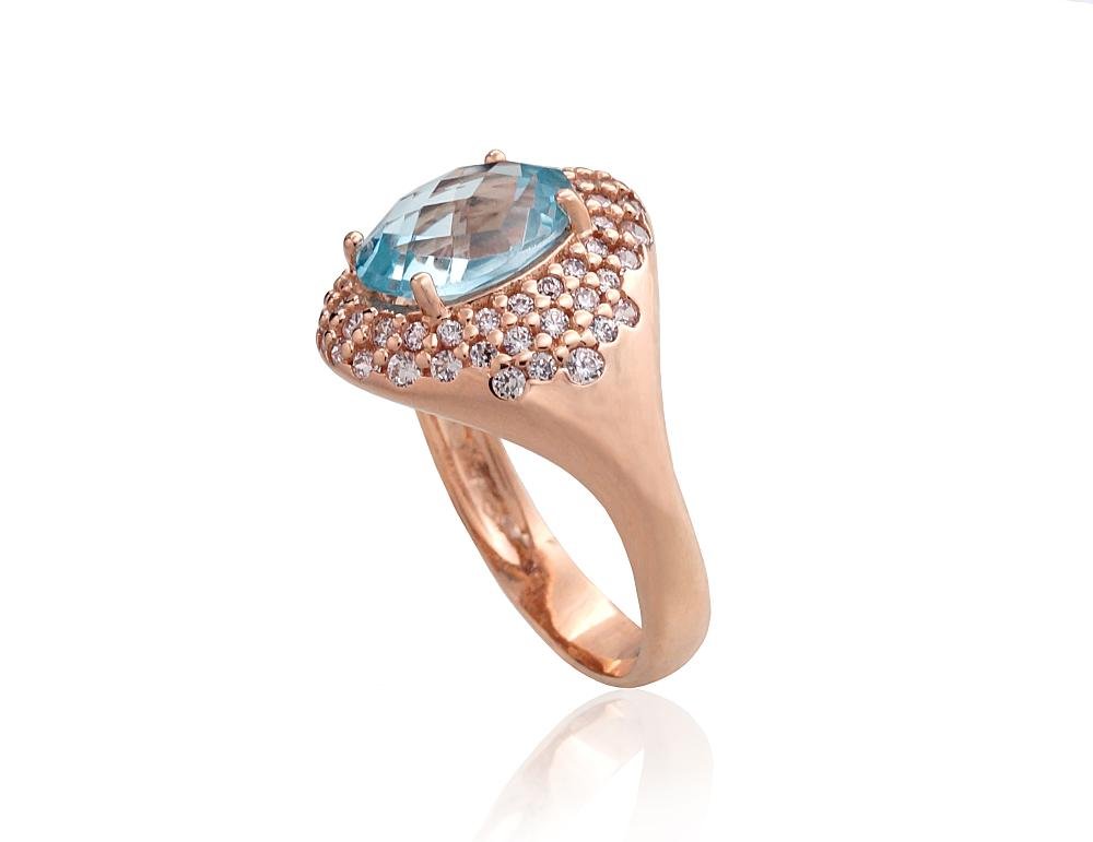 Gold ring with Zirkons , Sky Blue Topaz - Image 2
