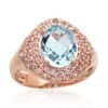 Gold ring with Zirkons , Sky Blue Topaz