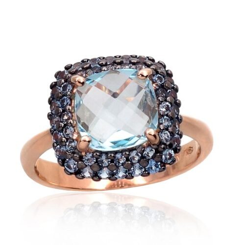 Gold ring with Zirkons , Sky Blue Topaz