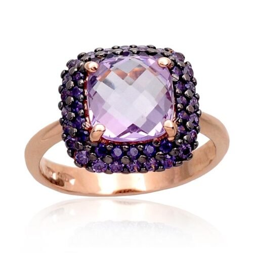 Gold ring with Zirkons , Amethyst