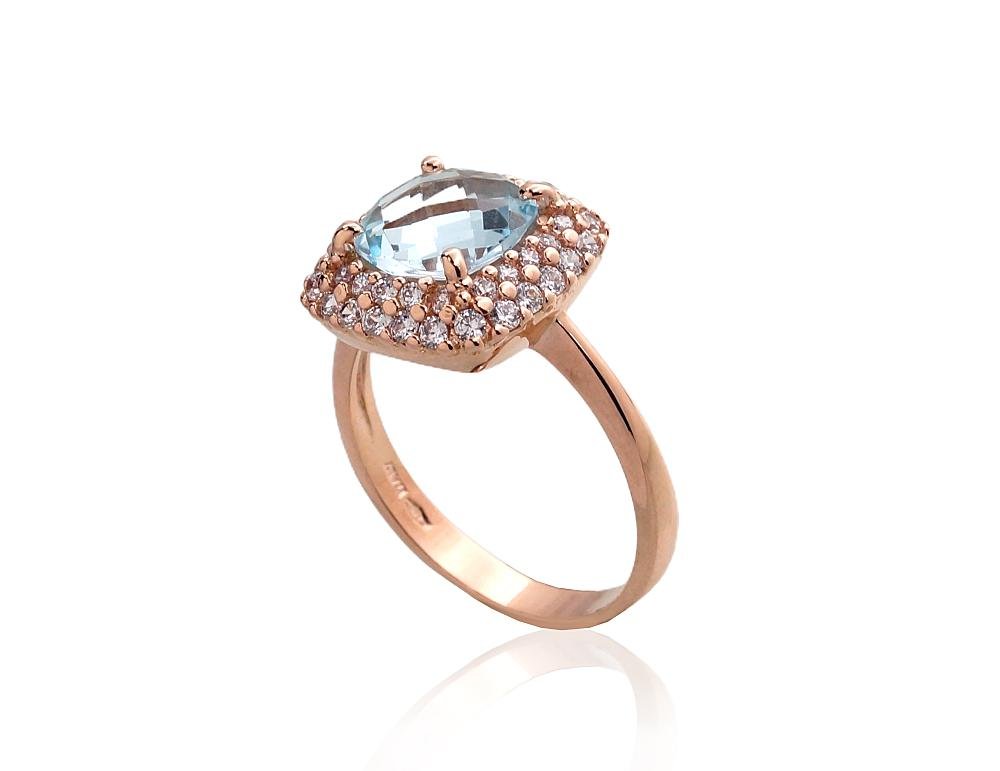 Gold ring with Zirkons , Sky Blue Topaz - Image 2