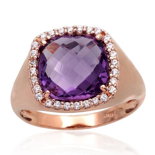 Gold ring with Zirkons , Amethyst
