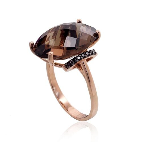Alternative view of Gold ring with Zirkons , Smoky Quarz