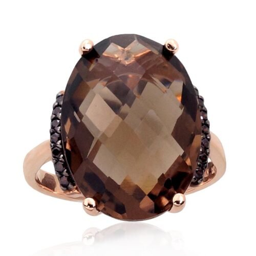 Gold ring with Zirkons , Smoky Quarz