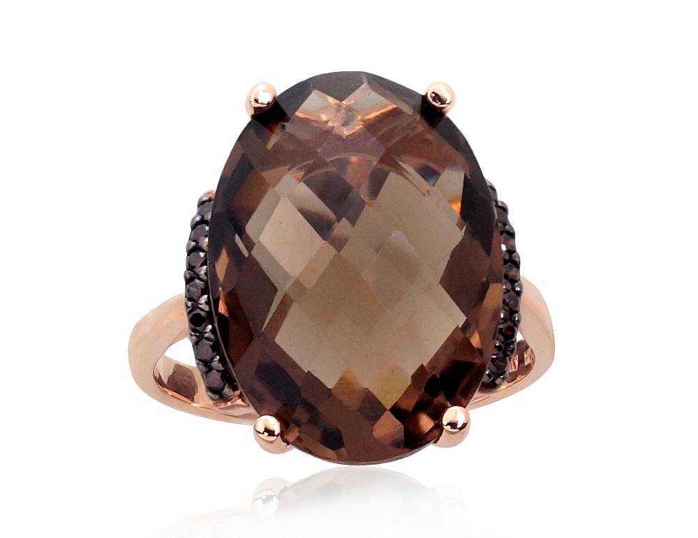 Gold ring with Zirkons , Smoky Quarz
