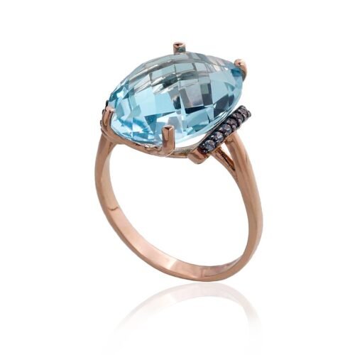 Alternative view of Gold ring with Zirkons , Sky Blue Topaz
