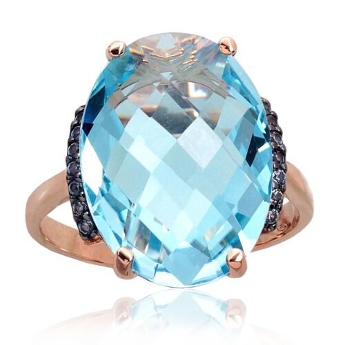 Gold ring with Zirkons , Sky Blue Topaz