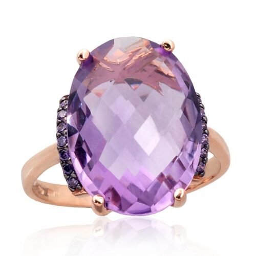 Gold ring with Zirkons , Amethyst