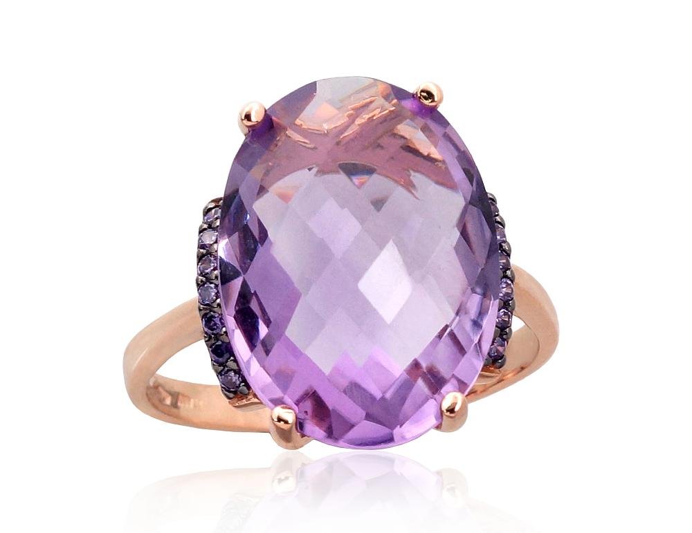 Gold ring with Zirkons , Amethyst