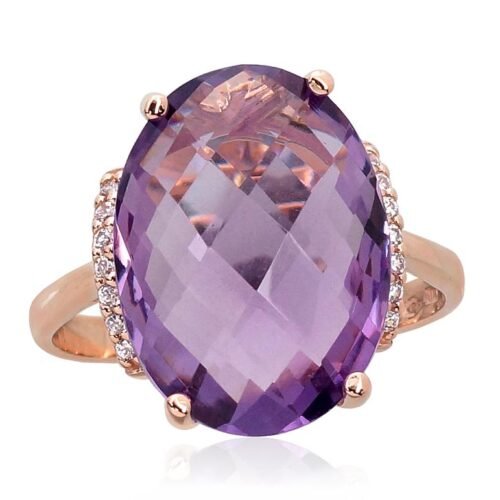 Gold ring with Zirkons , Amethyst