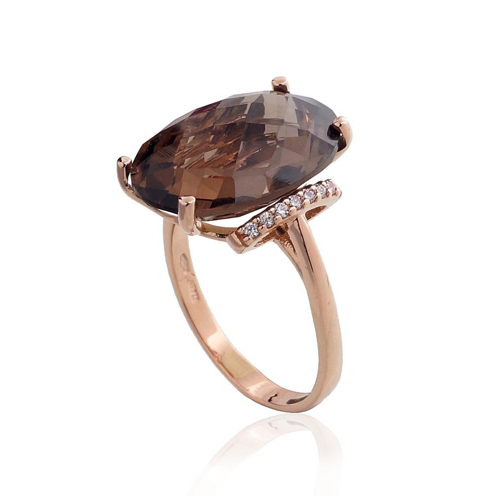 Gold ring with Zirkons , Smoky Quarz - Image 2