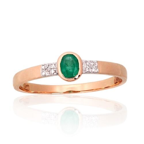 Gold ring with Diamonds , Emerald