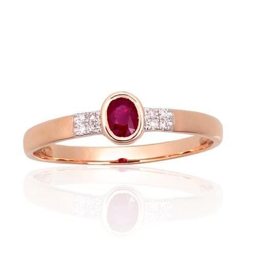 Gold ring with Diamonds , Ruby