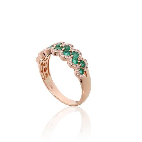 Alternative view of Gold ring with Diamonds , Emerald