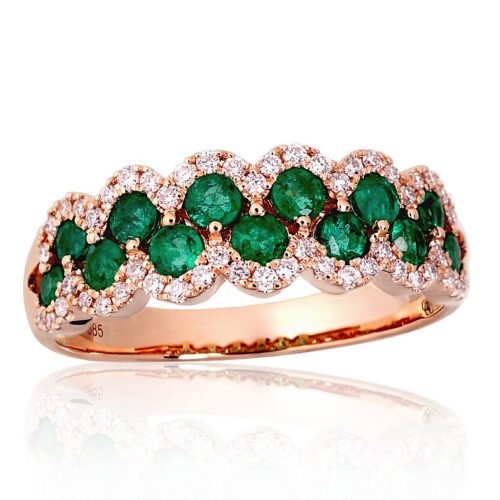 Gold ring with Diamonds , Emerald