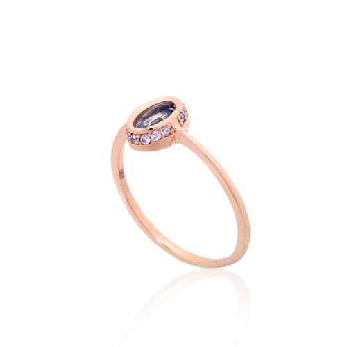 Alternative view of Gold ring with Zirkons , Sky Blue Topaz