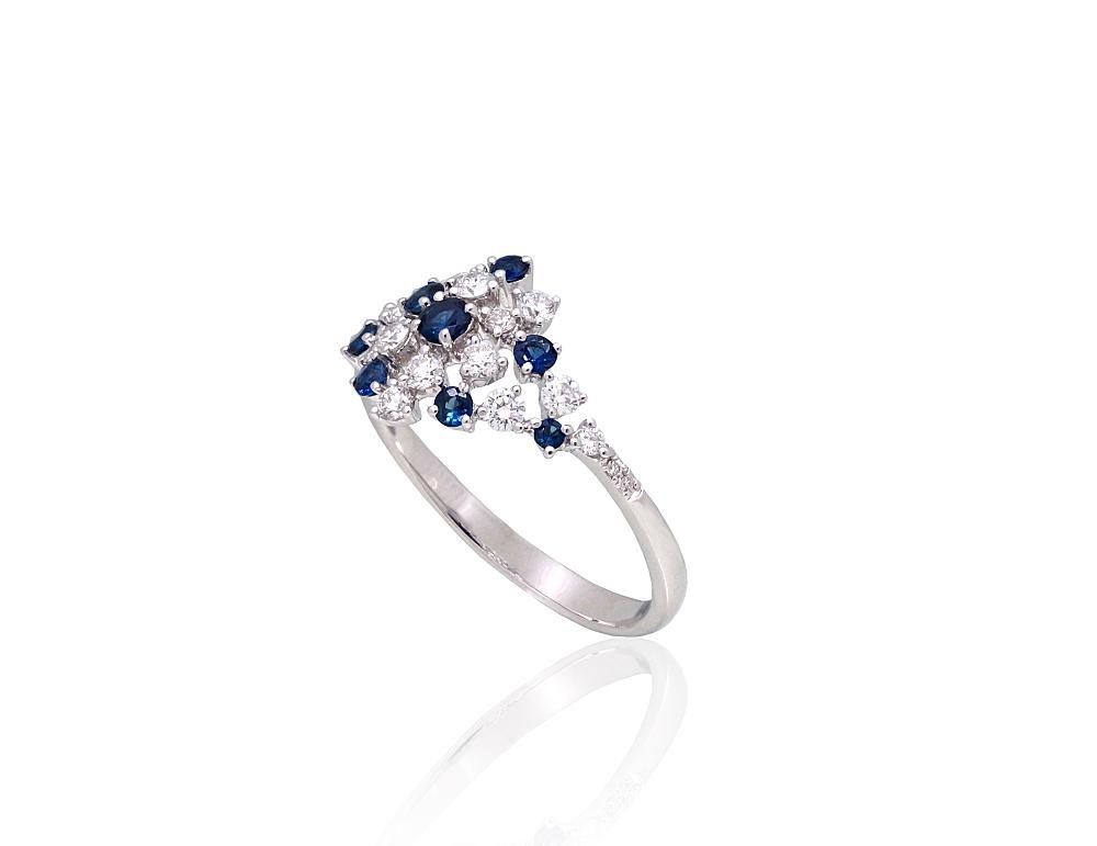 Gold ring with Diamonds , Sapphire - Image 2