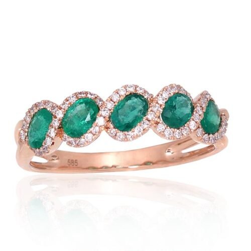 Gold ring with Diamonds , Emerald