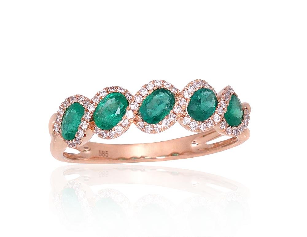 Gold ring with Diamonds , Emerald
