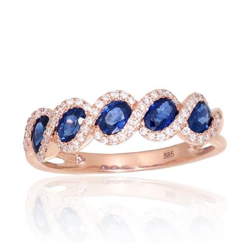Gold ring with Diamonds , Sapphire