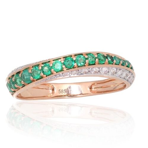 Gold ring with Diamonds , Emerald