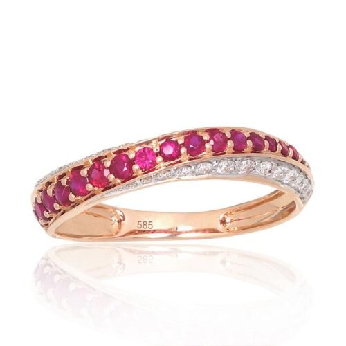 Gold ring with Diamonds , Ruby