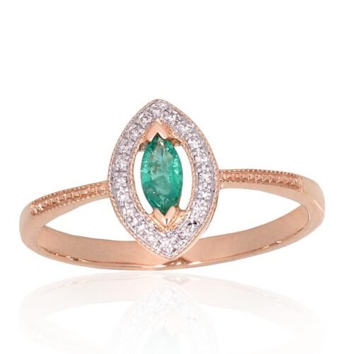 Gold ring with Diamonds , Emerald