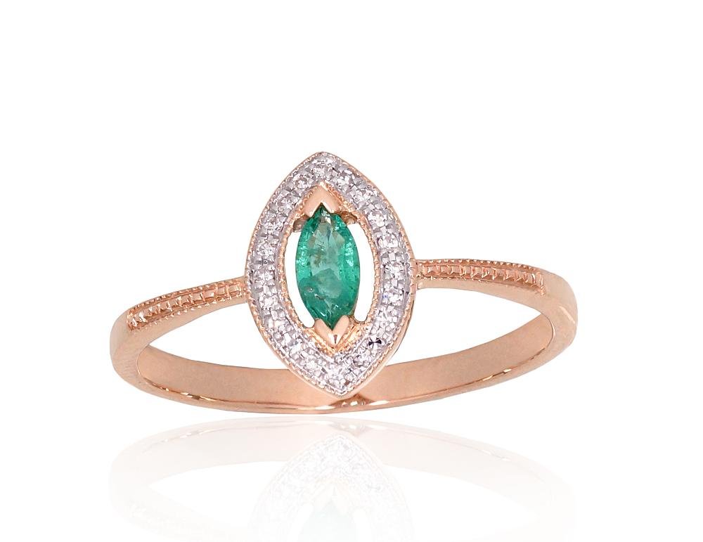 Gold ring with Diamonds , Emerald