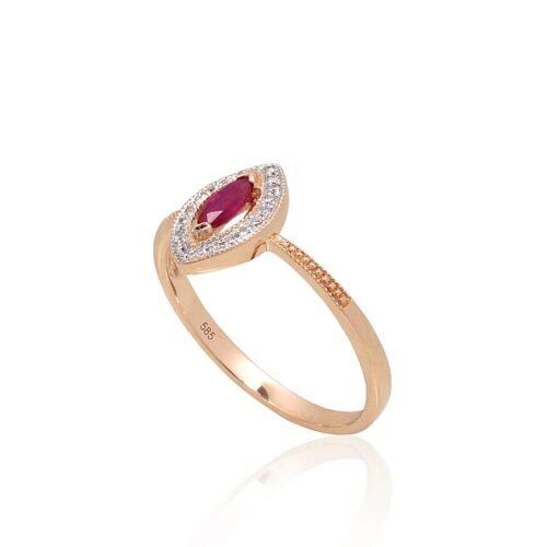 Alternative view of Gold ring with Diamonds , Ruby