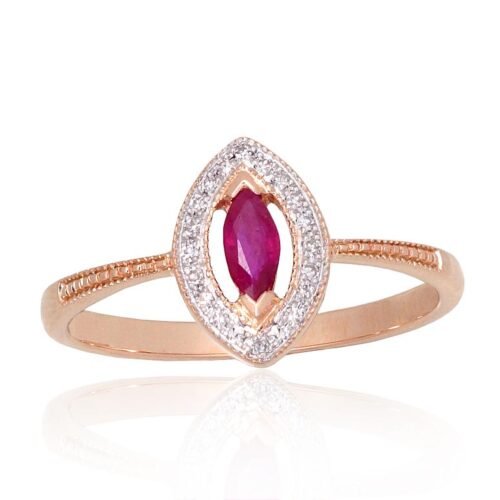 Gold ring with Diamonds , Ruby