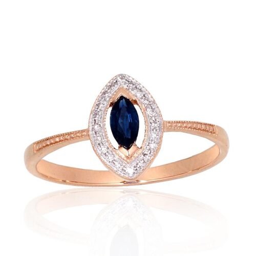 Gold ring with Diamonds , Sapphire