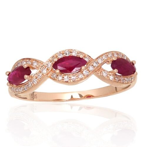 Gold ring with Diamonds , Ruby
