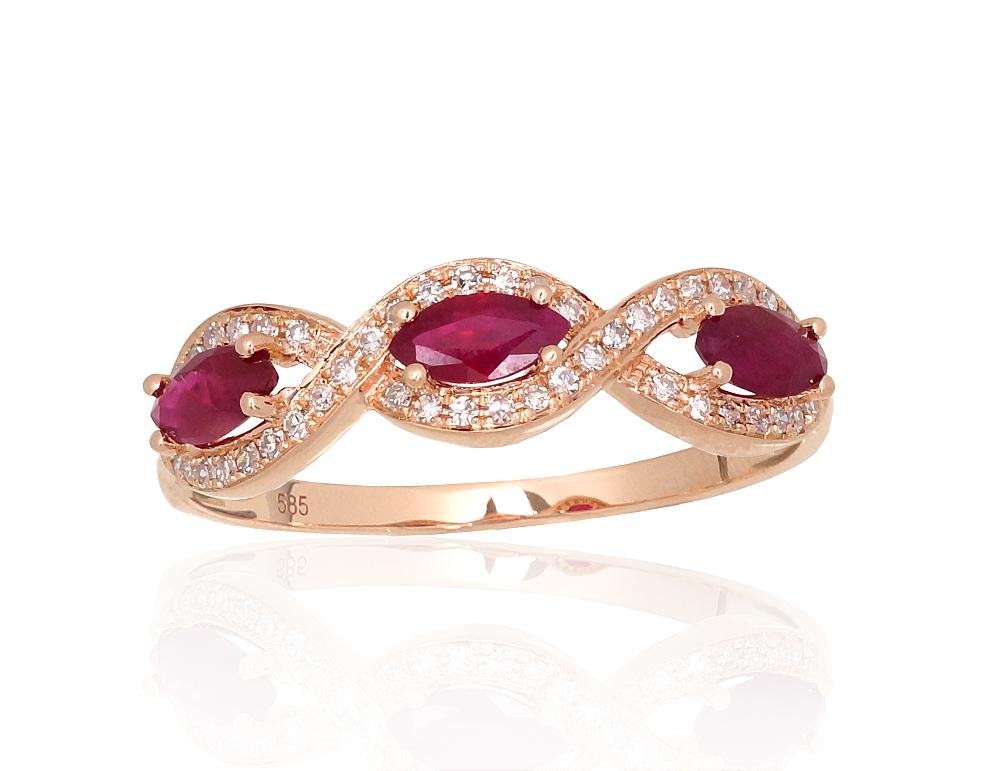 Gold ring with Diamonds , Ruby