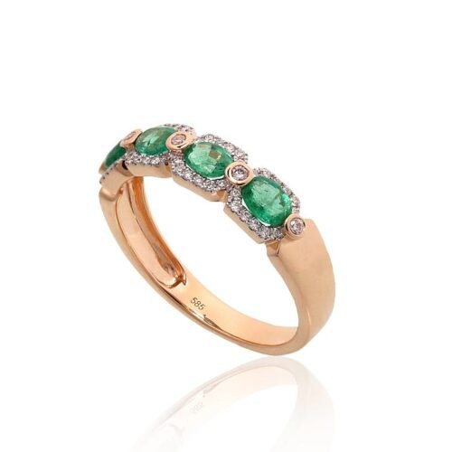 Alternative view of Gold ring with Diamonds , Emerald