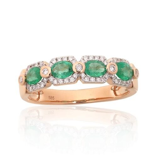 Gold ring with Diamonds , Emerald