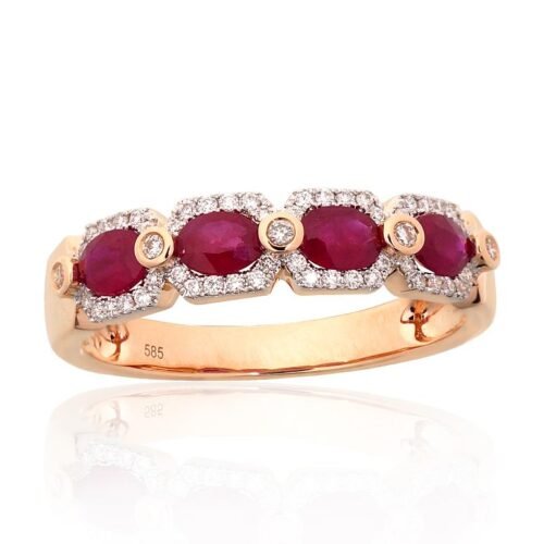 Gold ring with Diamonds , Ruby