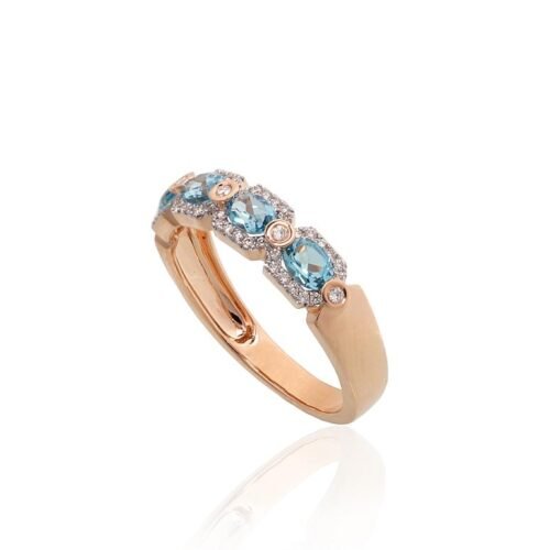 Alternative view of Gold ring with Diamonds , Blue Topaz