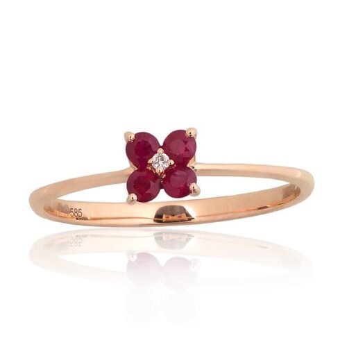 Gold ring with Diamonds , Ruby