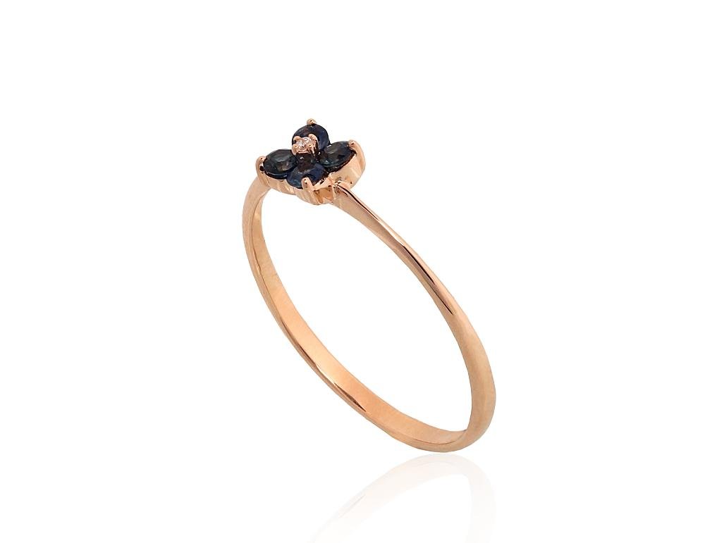 Gold ring with Diamonds , Sapphire - Image 2