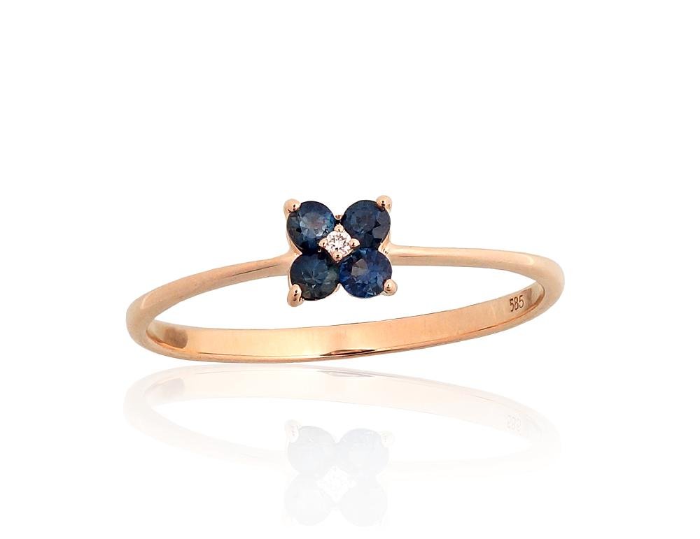 Gold ring with Diamonds , Sapphire