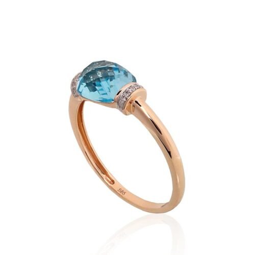 Alternative view of Gold ring with Diamonds , Blue Topaz