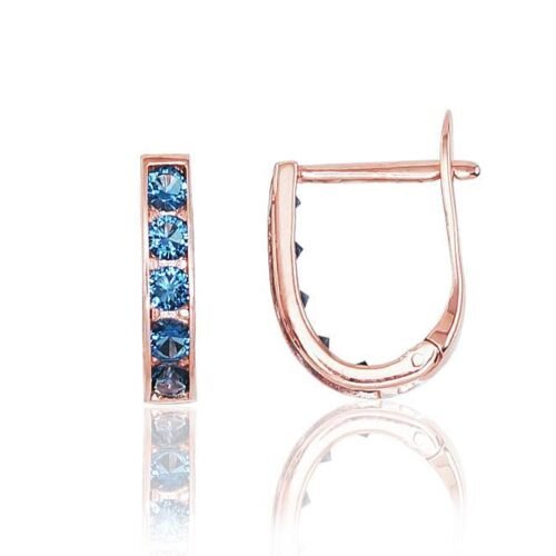 Gold earrings with 'english' lock with Zirkons