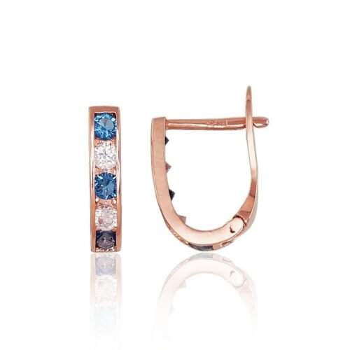 Gold earrings with 'english' lock with Zirkons