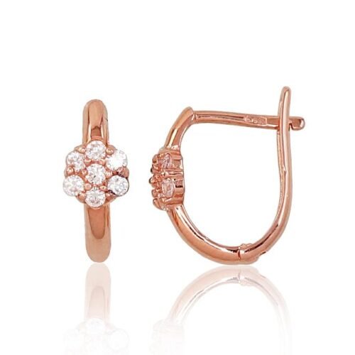 Gold earrings with 'english' lock with Zirkons