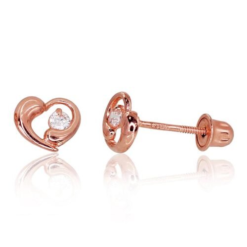 Gold screw studs earrings with Zirkons