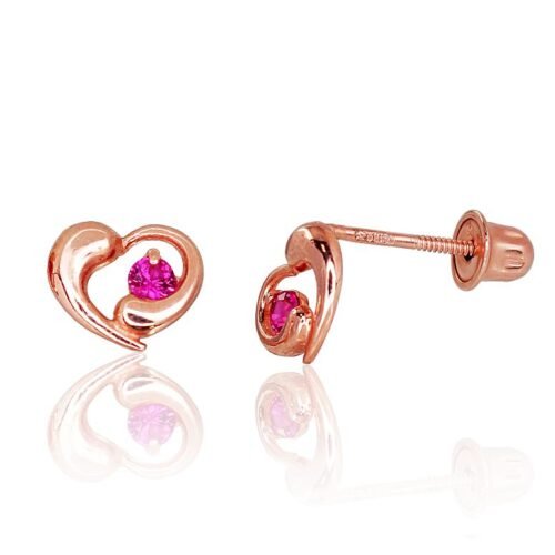 Gold screw studs earrings with Zirkons