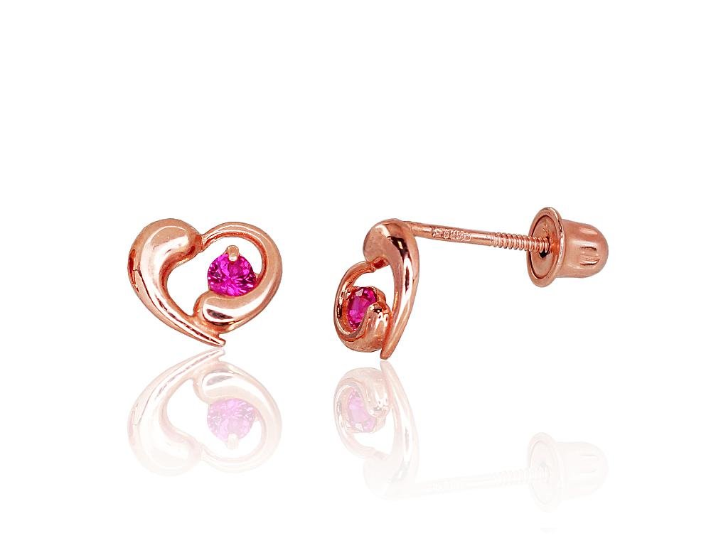 Gold screw studs earrings with Zirkons