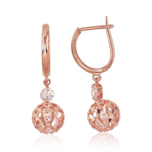 Gold earrings with 'english' lock with Zirkons