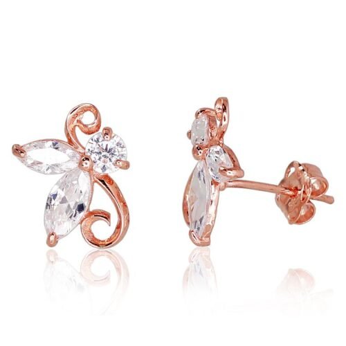 Gold classic studs earrings with Zirkons