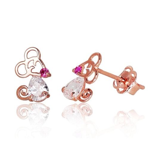 Gold classic studs earrings with Zirkons